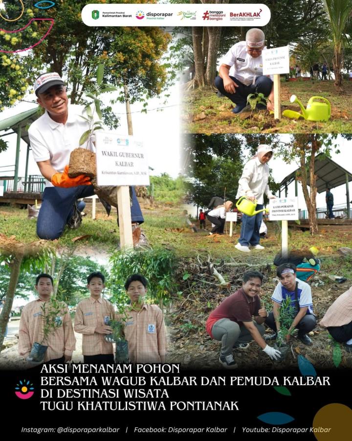 Aksi Menanam Pohon Bersama Wagub Kalbar dan Pemuda Kalbar di Destinasi Wisata Tugu Khatulistiwa Pontianak